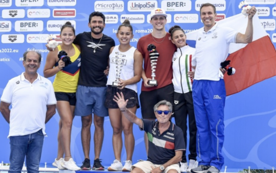 Quintero y García en el campeonato Europeo de Natación
