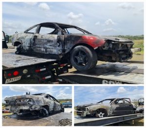 Incendio carro Wilson Mendez primera carrera